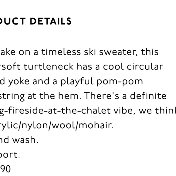 Madewell Snowbound Drawstring Pullover Sweater Turtleneck Size XS Mohair Wool. - Picture 4 of 12